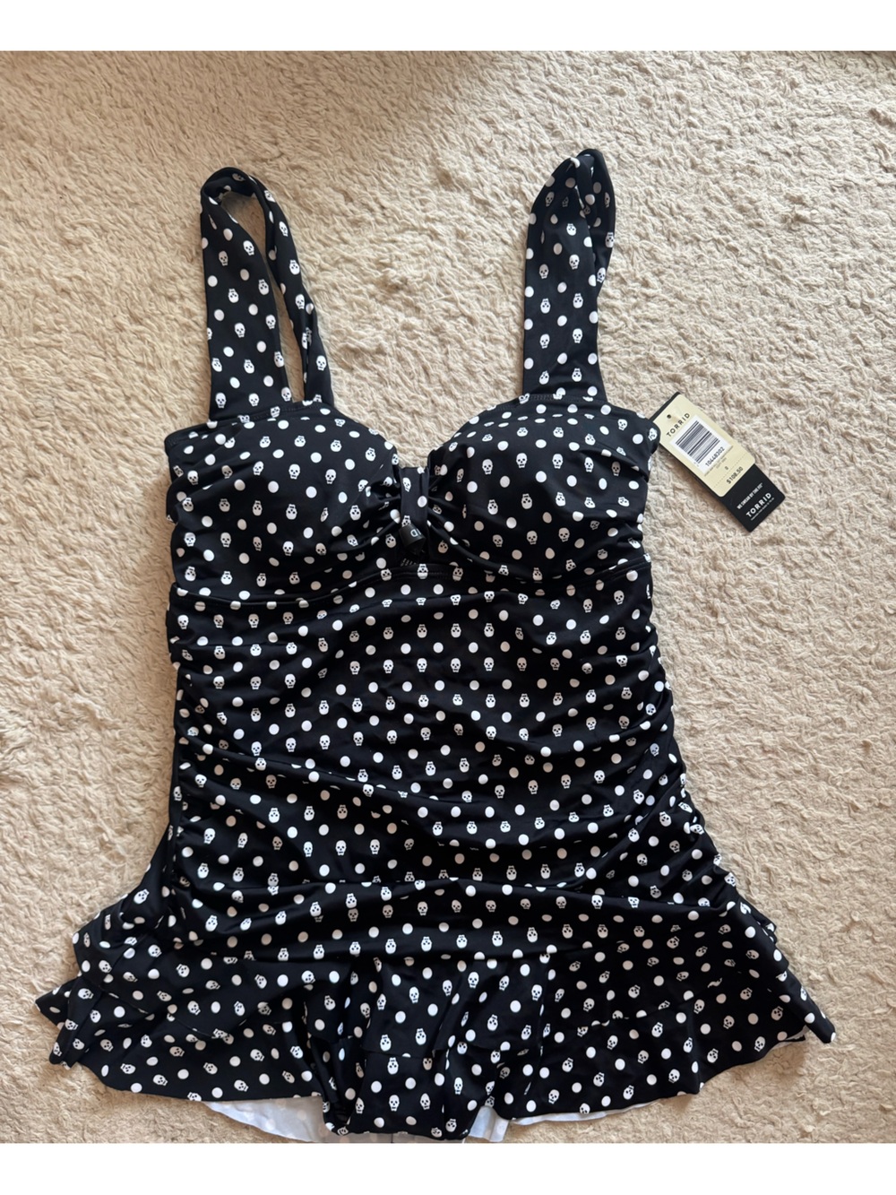 NWT torrid skull polka dot swimsuit